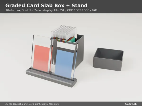 Graded Card Slab Box + Stand